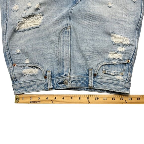 Abercrombie & Fitch Zoe Natural Rise Denim A-Line Skirt 6 Light Wash Distressed - Picture 3 of 7